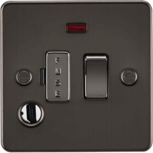 Knightsbridge Gunmetal 13A Switched Fused Spur Unit with Neon & Flex Outlet