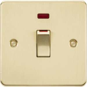 Knightsbridge Brushed Brass 45A DP Switch with Neon (1G size)