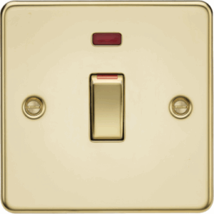Knightsbridge Polished Brass 45A DP Switch with Neon (1G size)
