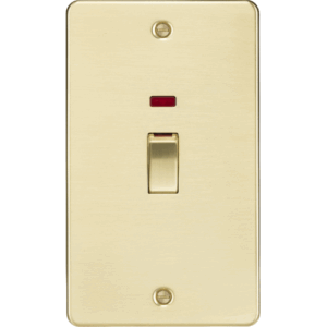 Knightsbridge Brushed Brass 45A DP Switch with Neon (2G size)