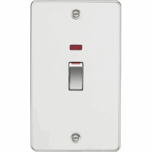 Knightsbridge Flat Plate Polished Chrome 45A DP Switch with Neon (2G size)