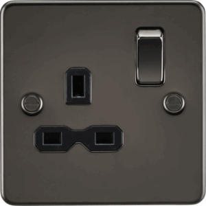 Knightsbridge Gunmetal 13A 1G DP Switched Socket with Insert