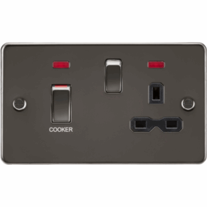 Knightsbridge Gunmetal 45A DP Switch & 13A Socket with Neons with Insert