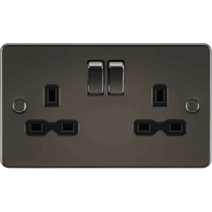 Knightsbridge Gunmetal 13A 2G DP Switched Socket with Twin Earths with Insert