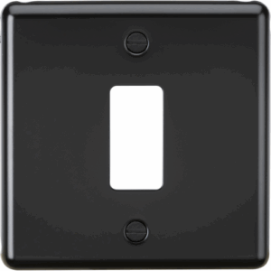Knightsbridge Matt Black 1G Grid Faceplate