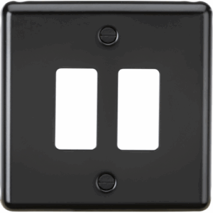 Knightsbridge Matt Black 2G Grid Faceplate
