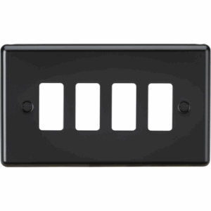Knightsbridge Matt Black 4G Grid Faceplate