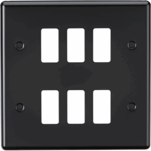 Knightsbridge Matt Black 6G Grid Faceplate