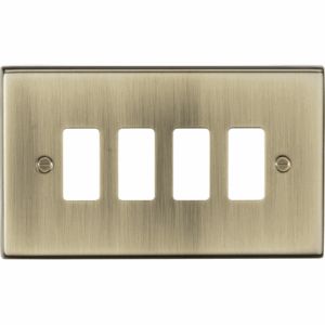 Knightsbridge Antique Brass 4G Grid Faceplate
