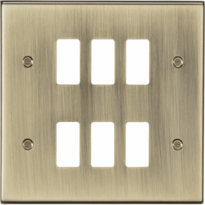 Knightsbridge Antique Brass 6G Grid Faceplate
