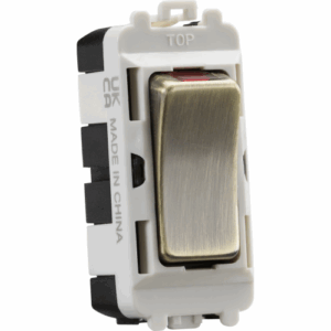 Knightsbridge Antique Brass 20AX DP grid module with LED indicator