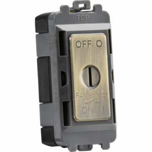 Knightsbridge Antique Brass 10A fan Isolator key switch module