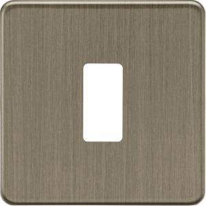 Knightsbridge Screwless Antique Brass 1G Grid Faceplate
