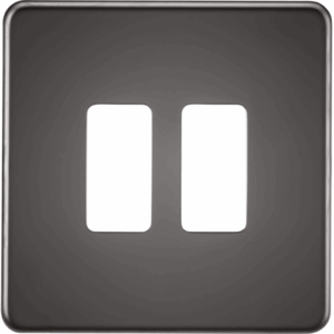 Knightsbridge Black Nickel Screwless 2G grid faceplate