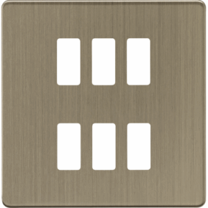 Knightsbridge Screwless Antique Brass 6G Grid Faceplate