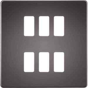 Knightsbridge Black Nickel Screwless 6G grid faceplate