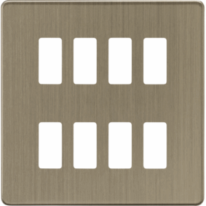 Knightsbridge Screwless Antique Brass 8G Grid Faceplate