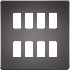 Knightsbridge Black Nickel Screwless 8G grid faceplate
