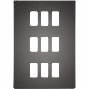 Knightsbridge Black Nickel Screwless 9G grid faceplate