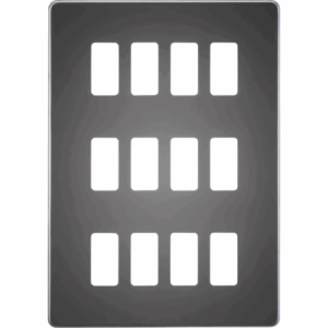 Knightsbridge Black Nickel Screwless 12G grid faceplate