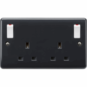 Knightsbridge Anthracite 13A 2G DP Switched Socket with Twin Earths and Outboard Rockers [Part M compliant]