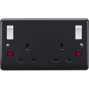 Knightsbridge Anthracite 13A 2G DP Switched Socket with Twin Earths and Outboard Rockers and Neons [Part M compliant]