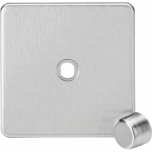 Knightsbridge Screwless Brushed Chrome 1G Dimmer Plate with Matching Metal Dimmer Cap