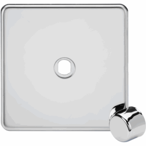 Knightsbridge Screwless Polished Chrome 1G Dimmer Plate with Matching Metal Dimmer Cap