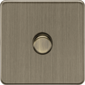 Knightsbridge Screwless Antique Brass 1G 2-way 10-200W (5-150W LED) Intelligent dimmer