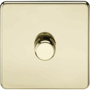 Knightsbridge Screwless Polished Brass 1G 2-way 10-200W (5-150W LED) Intelligent dimmer