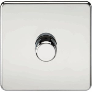 Knightsbridge Screwless Polished Chrome 1G 2-way 10-200W (5-150W LED) Intelligent dimmer