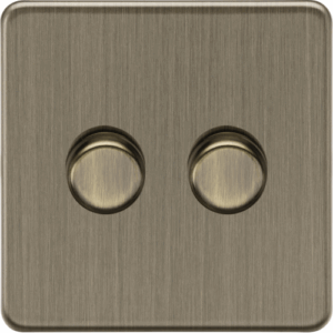 Knightsbridge Screwless Antique Brass 2G 2-way 10-200W (5-150W LED) Intelligent dimmer