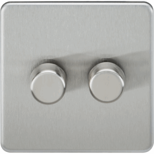 Knightsbridge Screwless Brushed Chrome 2G 2-way 10-200W (5-150W LED) Intelligent dimmer