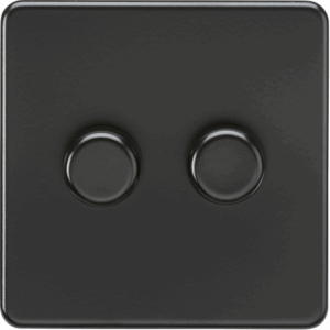 Knightsbridge Matt Black 2G 2-way 10-200W (5-150W LED) Intelligent dimmer