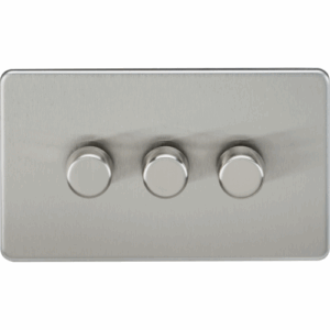 Knightsbridge Screwless Brushed Chrome 3G 2-way 10-200W (5-150W LED) Intelligent dimmer
