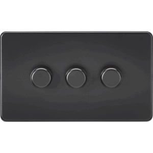 Knightsbridge Matt Black 3G 2-way 10-200W (5-150W LED) Intelligent dimmer