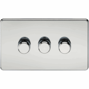 Knightsbridge Screwless Polished Chrome 3G 2-way 10-200W (5-150W LED) Intelligent dimmer