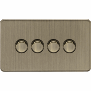 Knightsbridge Screwless Antique Brass 4G 2-way 10-200W (5-150W LED) Intelligent dimmer