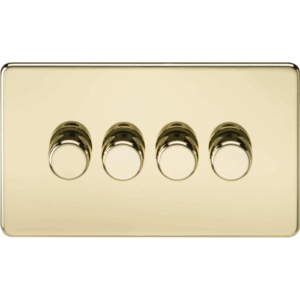 Knightsbridge Screwless Polished Brass 4G 2-way 10-200W (5-150W LED) Intelligent dimmer