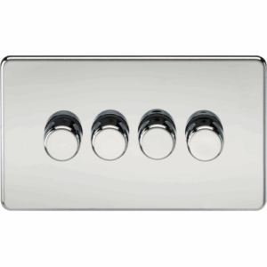 Knightsbridge Screwless Polished Chrome 4G 2-way 10-200W (5-150W LED) Intelligent dimmer