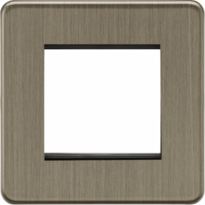 Knightsbridge Screwless Antique Brass 2G Modular Faceplate