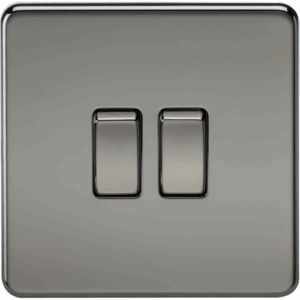 Knightsbridge Black Nickel 10AX 2G 2-way Switch