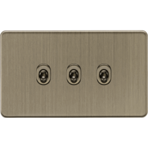 Knightsbridge Screwless Antique Brass 10AX 3G 2-way Toggle Switch