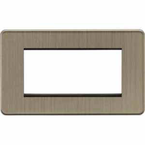 Knightsbridge Screwless Antique Brass 4G Modular Faceplate