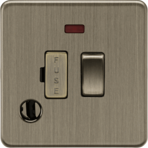 Knightsbridge Antique Brass 13A Switched Fused Spur with Neon and Flex Outlet