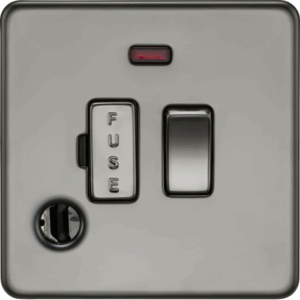 Knightsbridge Black Nickel 13A Switched Fused Spur with Neon and Flex Outlet