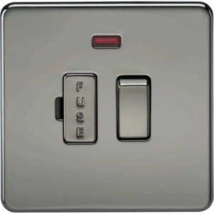 Knightsbridge Black Nickel 13A Switched Fused Spur Unit with Neon