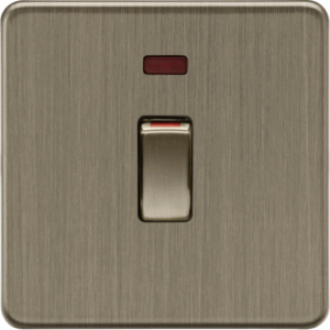 Knightsbridge Antique Brass 45A 1G DP switch with neon