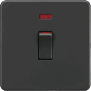 Knightsbridge Anthracite 45A DP Switch with Neon (1G size)