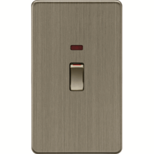 Knightsbridge Screwless Antique Brass 45A DP switch with Neon (2G size)